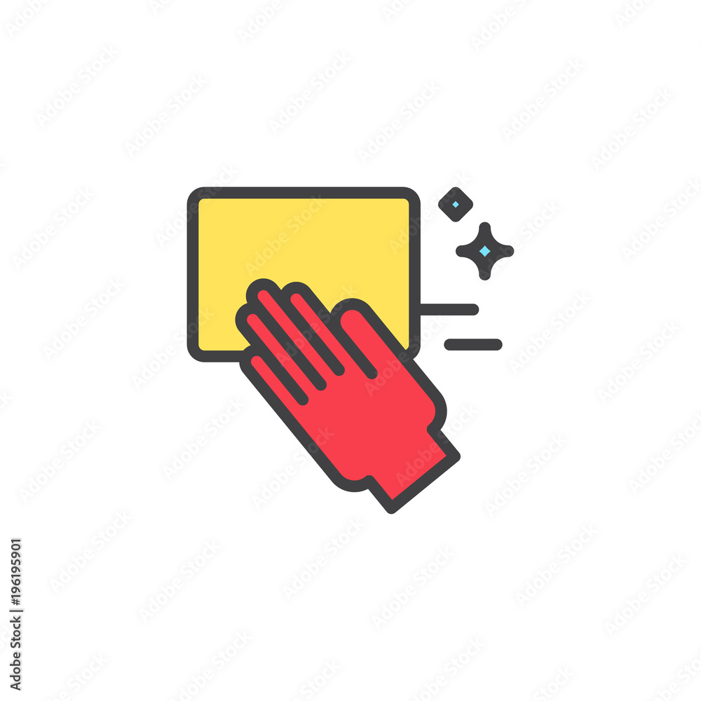 Cleaning hand filled outline icon, line vector sign, linear colorful pictogram isolated on white. Washing hand symbol, logo illustration. Pixel perfect vector graphics