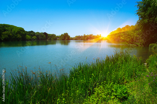 Lake water and sun