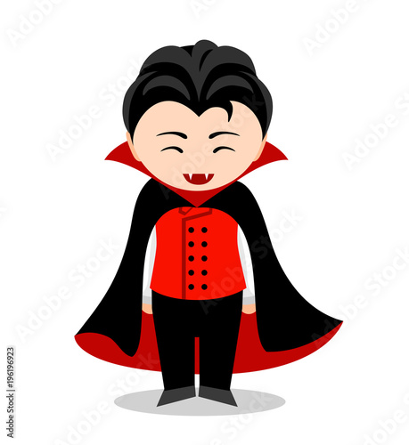 Funny vampire. Cartoon character. Vector flat illustration.