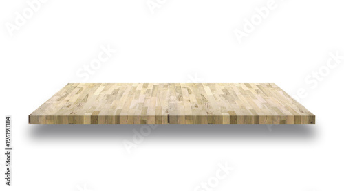 Wooden light shelf isolated on white background, can be used for object placement