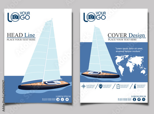 Yacht club flyer design with sail boat