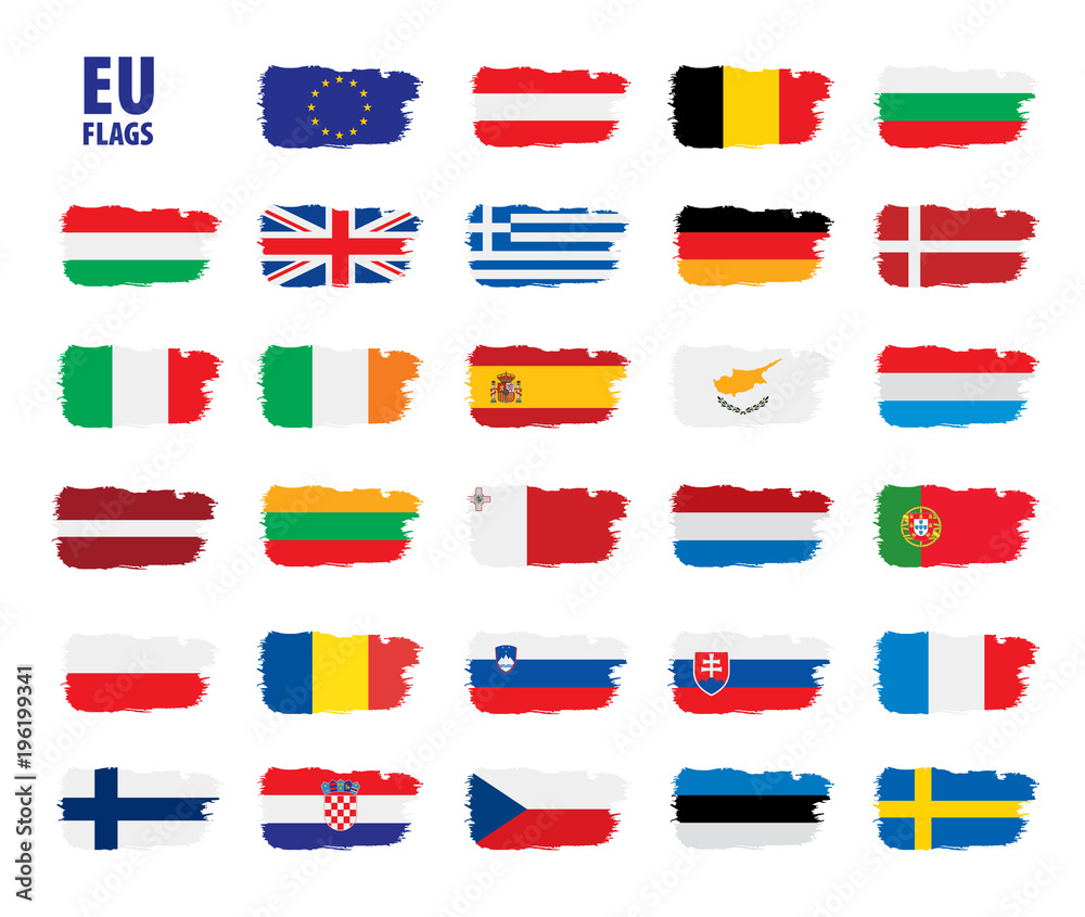 flags of the european union - obrazy, fototapety, plakaty 