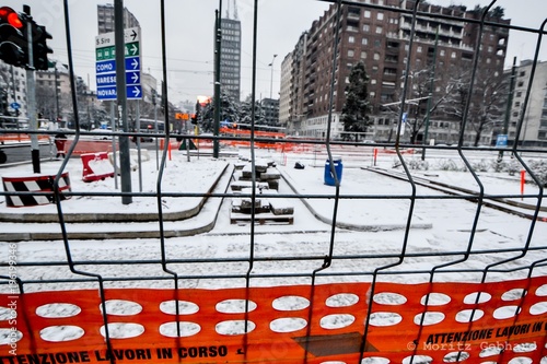 Wallpaper Mural work in action do not pass  Torontodigital.ca