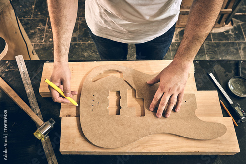 Manufacture of guitars. photo