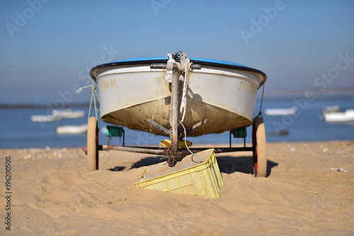 Barcas en las playas de Sanlucar de barrameda