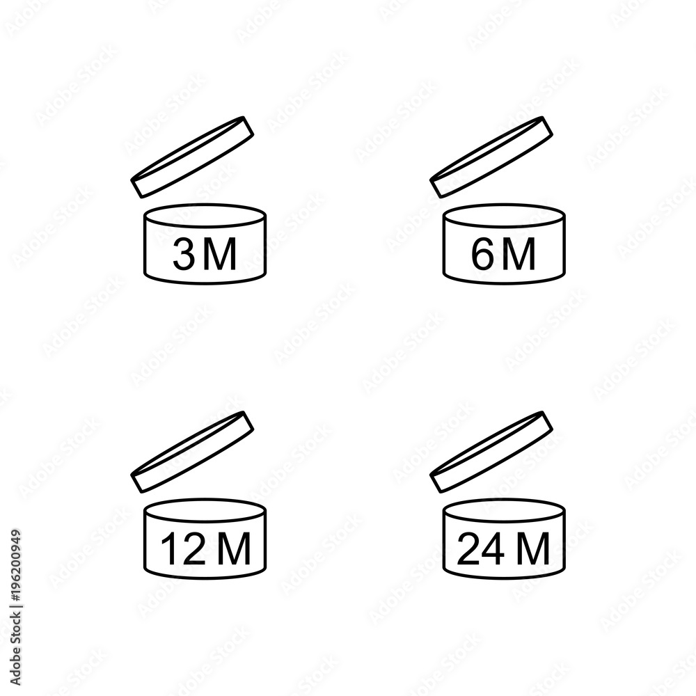 Symbol PAO Period after opening 3 6 12 24 months. Vector Stock