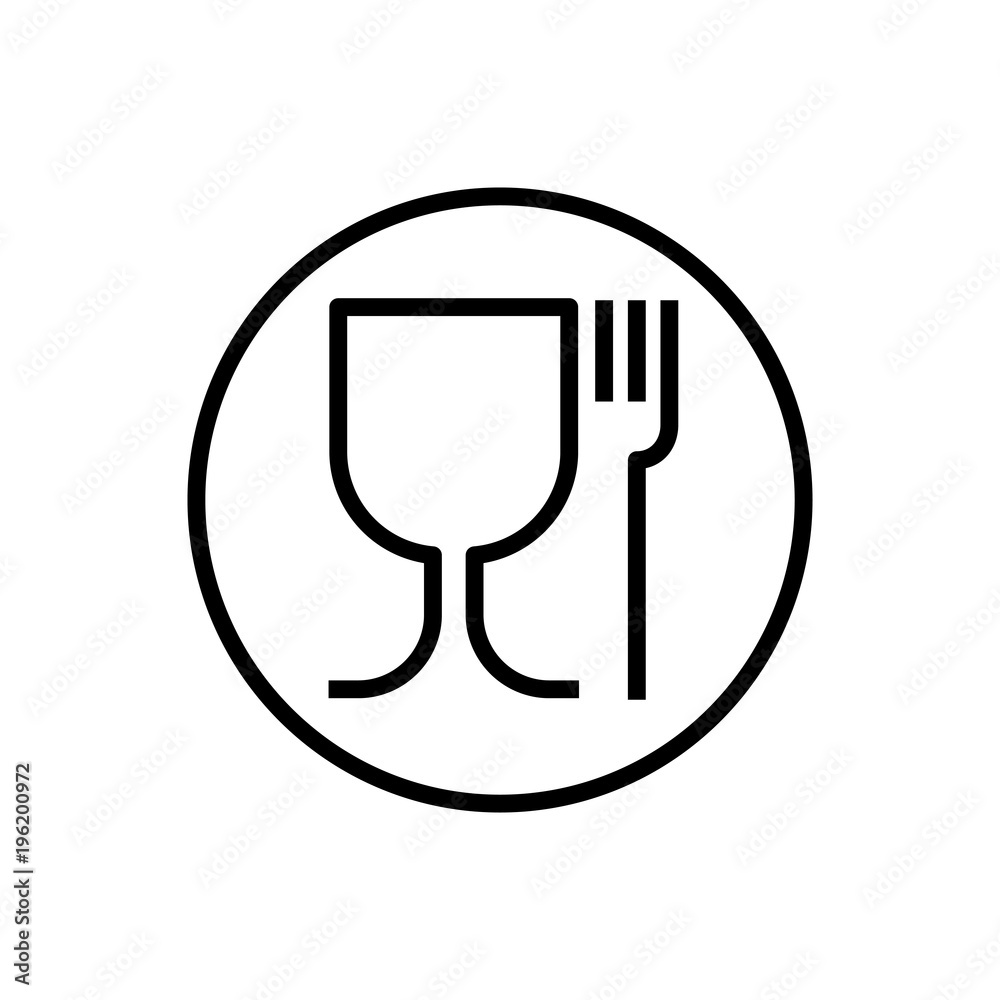 Non-toxic material symbol, glass and fork. Vector Non-toxic material symbol, glass and fork. Vector