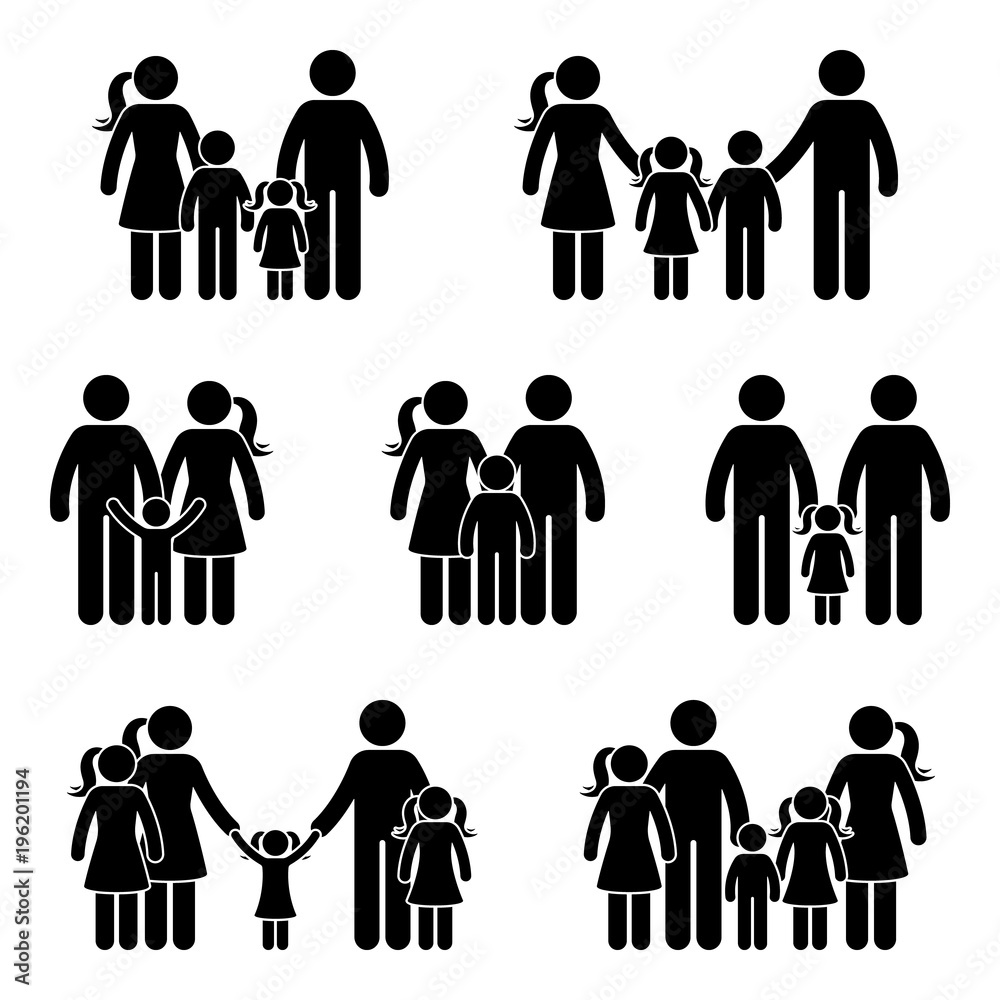 Stick figure generation icon set. Vector illustration of different generation on white. Stick figure generation icon set. Vector illustration of different generation on white.