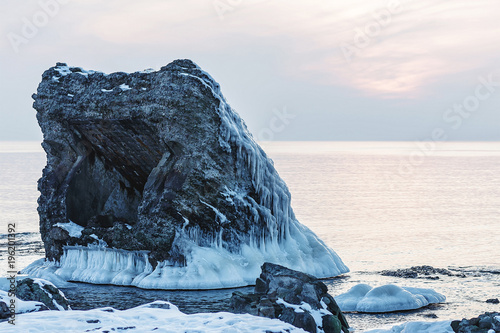 On a cold winter day, the collapsed forts have been frozen photo