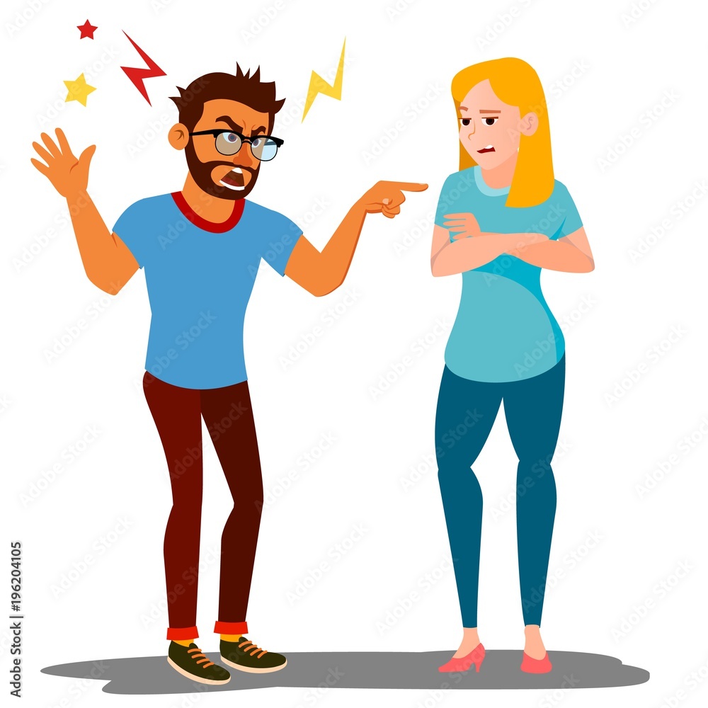 Quarrel Man And Woman Vector. Conflict. Disagreements. Quarreling People  concept. Angry People. Shouting. Cartoon Illustration Stock Vector | Adobe  Stock