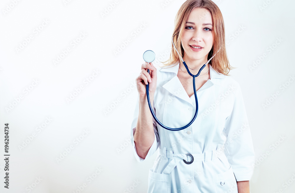 Close up of a nurse in front of a bright background Close up of a nurse in front of a bright background