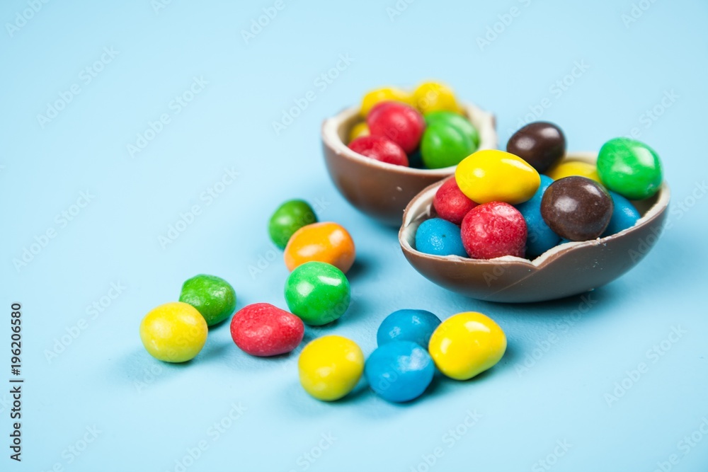 Easter eggs on blue background Easter eggs on blue background
