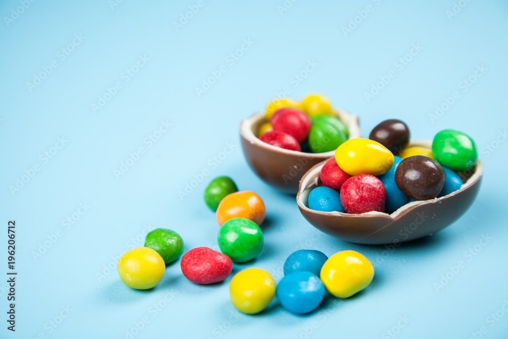 Easter eggs on blue background Easter eggs on blue background
