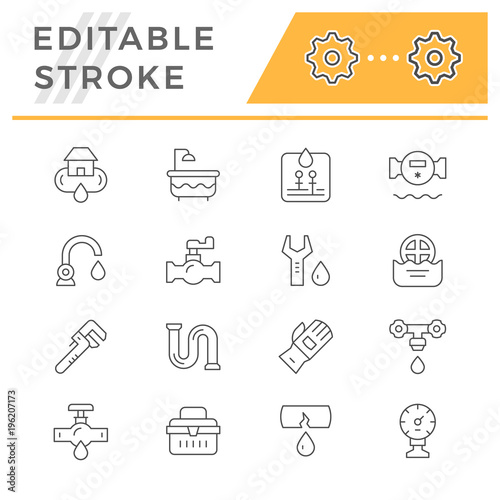 Set line icons of plumbing