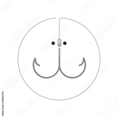 simple face with two fishing hooks vector drawing