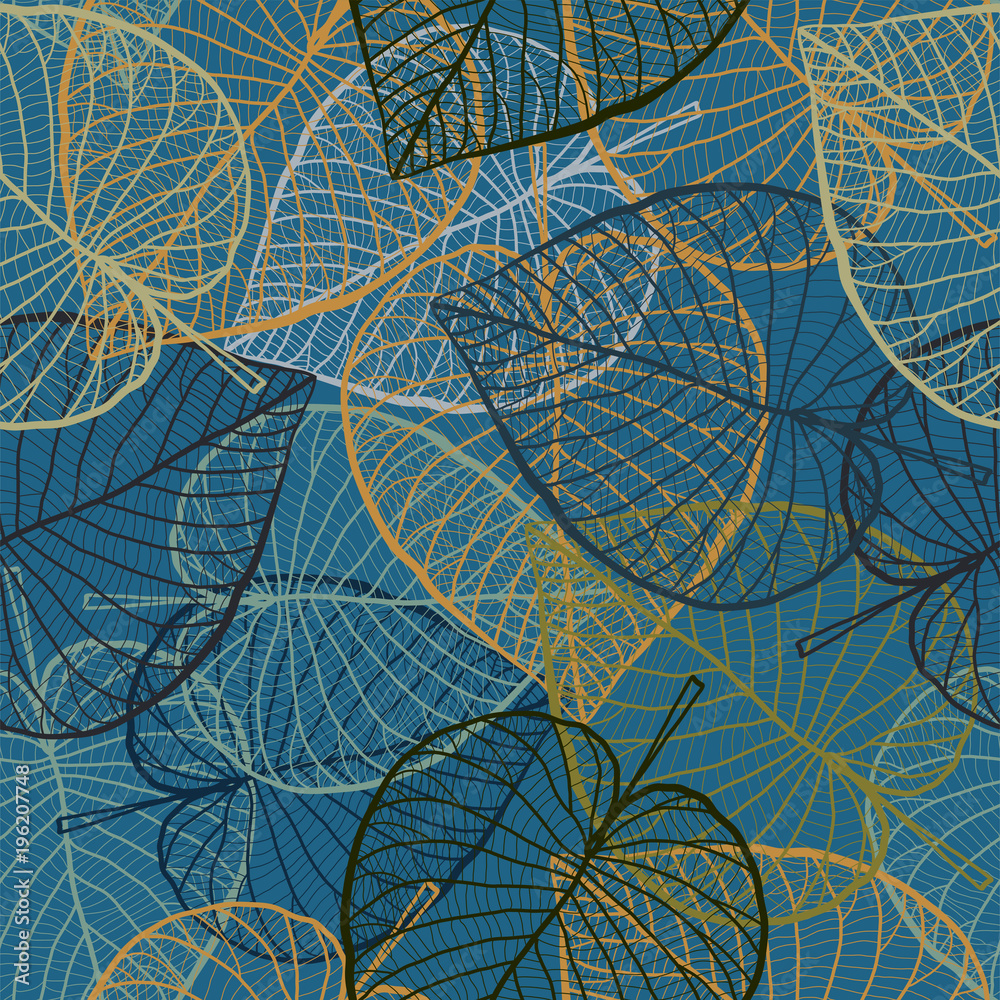 Seamless pattern with leaves background vector illustration nature design floral summer plant textile fashion tropical art.