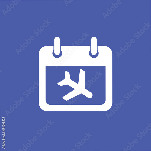 Aircraft calendar icon. Time to travel. Flight Arrival