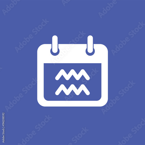 Aquarius symbol. Zodiac sign calendar icon flat