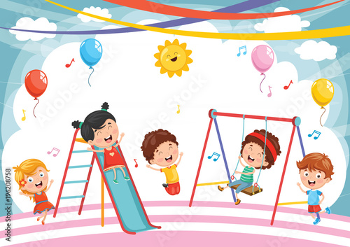 Vector Illustration Of Kids Playing