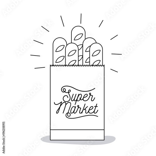 paper bag with bread monochrome silhouette vector illustration