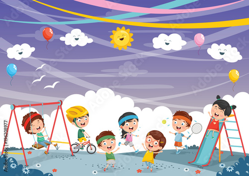 Vector Illustration Of Kids Playing