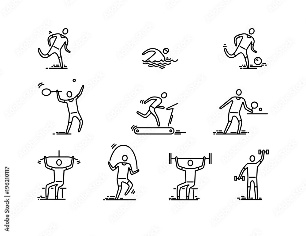 People, sport, fitness icon vector. Thin line icons.