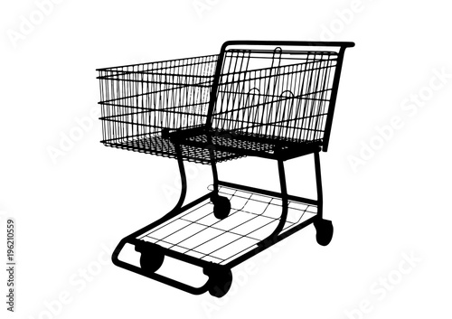 Silhouette trolley for products.  vector.