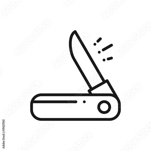 Penknife Line Icon. Pocket Knife. Camping Sign and Symbol.