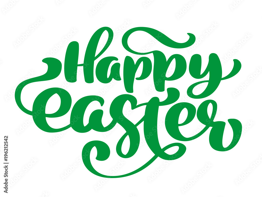 Fototapeta premium Hand drawn happy Easter calligraphy and brush pen lettering. Vector Illustration design for holiday greeting card and for photo overlays, t-shirt print, flyer, poster design