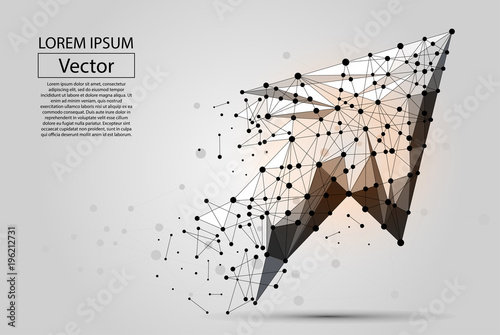 Abstract mash line and point Arrow. Vector polygonal low poly business illustration. 