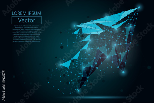Abstract mash line and point Arrow. Vector polygonal low poly business illustration. 