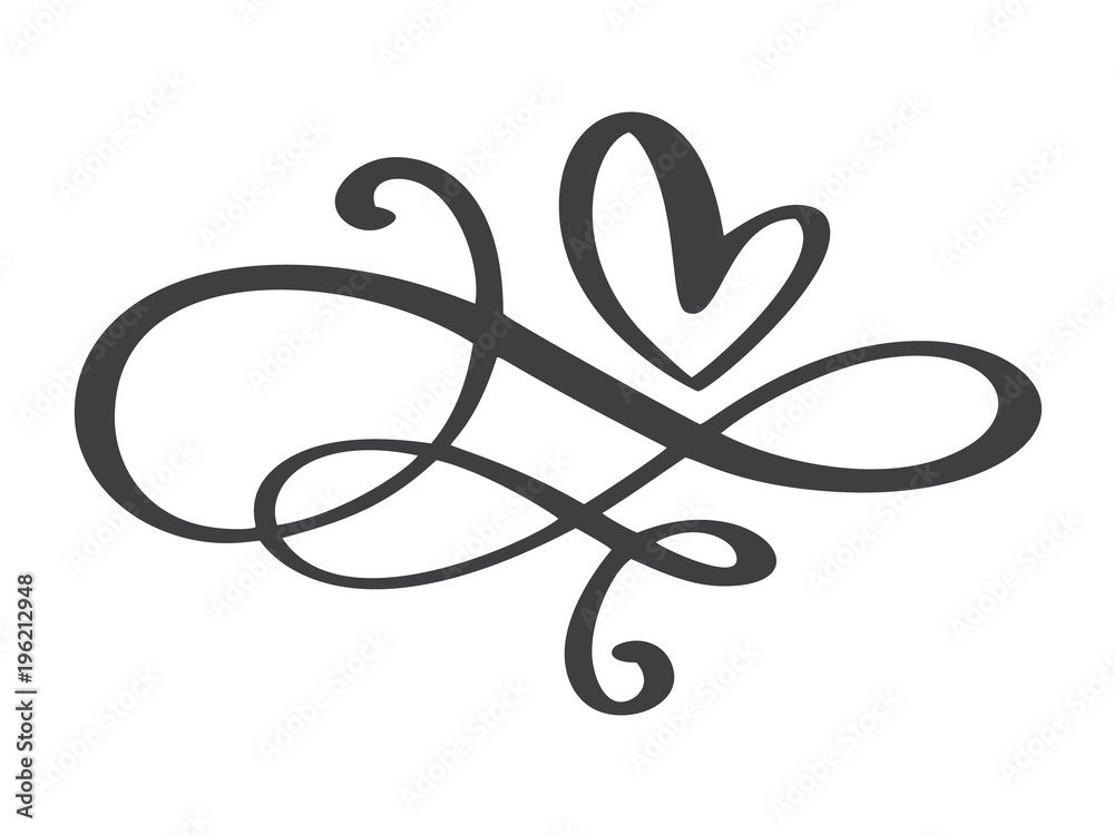 Heart love flourish sign forever. Infinity Romantic symbol linked, join, passion and wedding. Template for t shirt, card, poster. Design flat element of valentine day. Vector illustration Heart love flourish sign forever. Infinity Romantic symbol linked, join, passion and wedding. Template for t shirt, card, poster. Design flat element of valentine day. Vector illustration