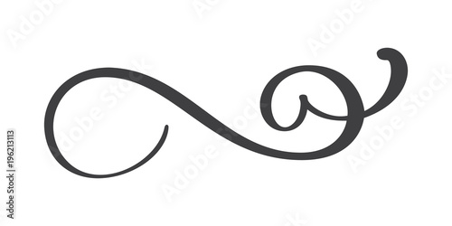Vintage hand drawn flourish separator Calligraphy elements symbol linked, join, passion and wedding. Template for t shirt, card, poster. Design flat element of valentine day. Vector illustration