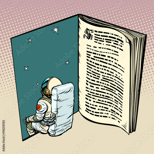 Book and astronaut, science fiction