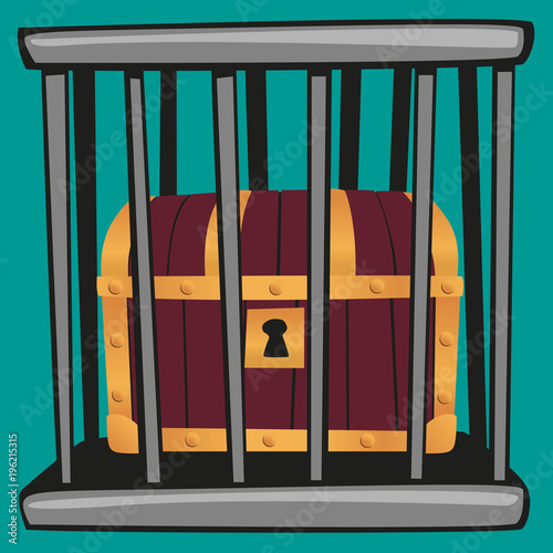 trésor - cage - sécurité - symbole - coffre fort - enfermer - concept - argent - fortune - richesse