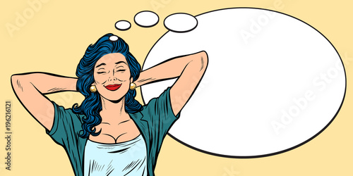 woman dreams, comic bubble background