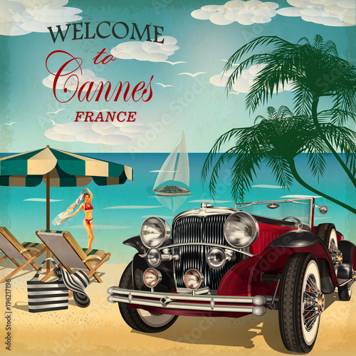 Welcome to Cannes retro poster.