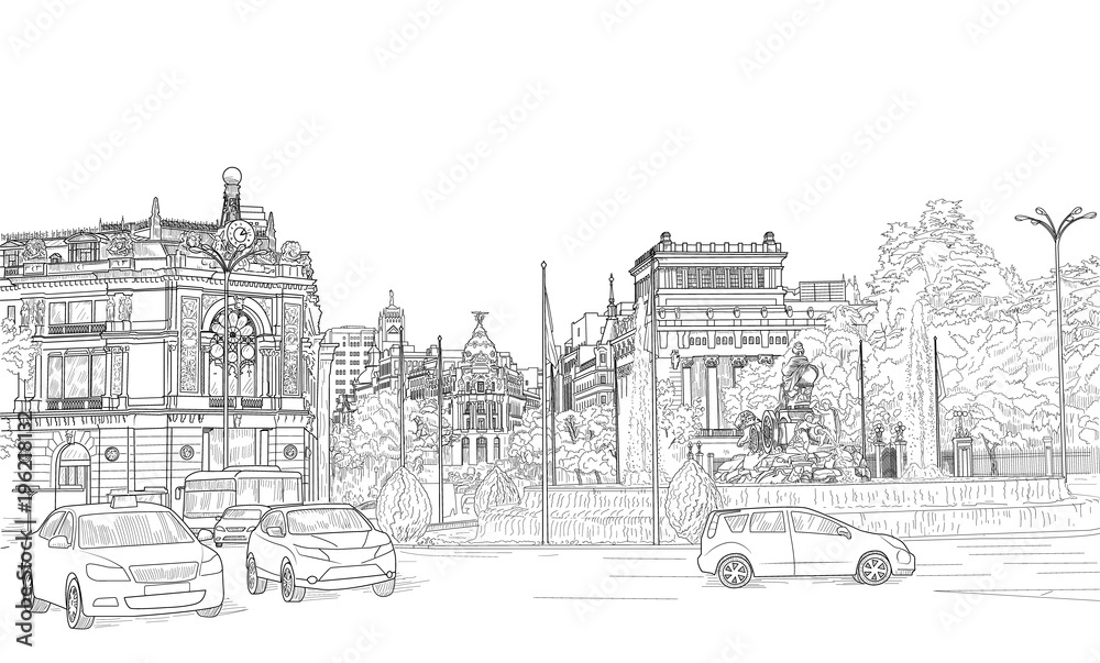 sketch of the street of Madrid