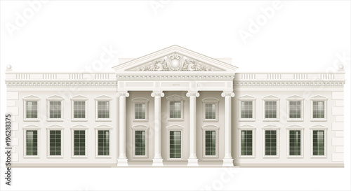 The facade of a classical public building is a Palace, a courthouse or a theater, a Parliament or a Museum. Classicism. Vector graphics photo