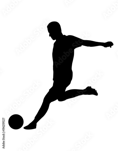 vector of silhouette soccer player kicking the ball