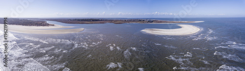 Aerial view of beaches with dangerous currents and rip tides. photo