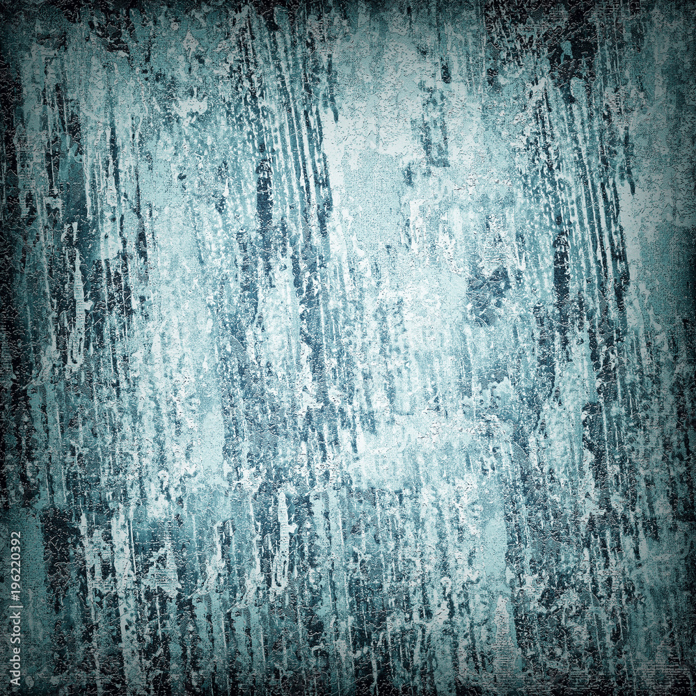 Fototapeta premium Dark turquoise grunge background. The texture of the old surface. Abstract pattern of cracks, scuffs, dust