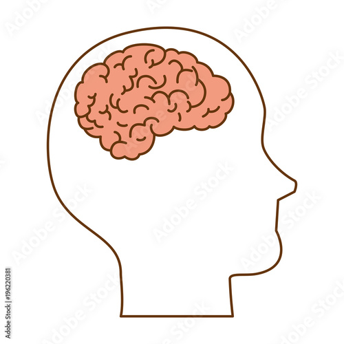 human profile with brain