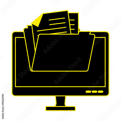 monitor computer with file folder
