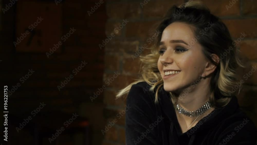 Beautiful girl is smiling in the room Beautiful girl is smiling in the room