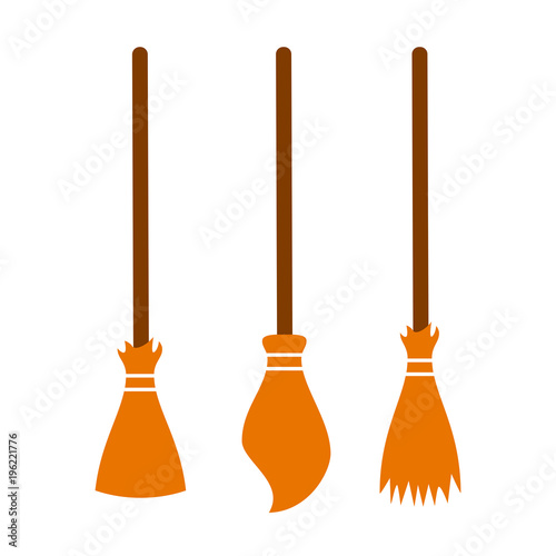 Broom vector icon set