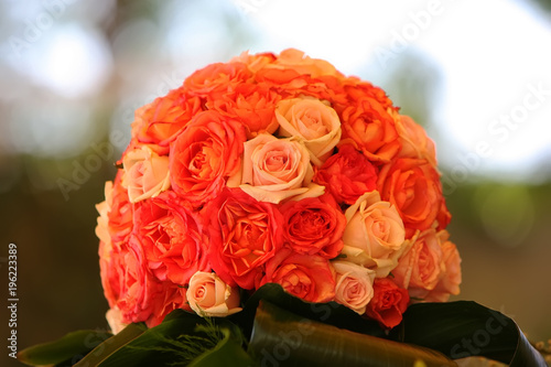 bouquet of roses on bokeh background