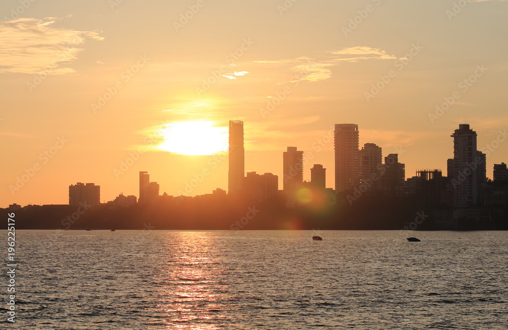 Mumbai downtown sunset cityscape India