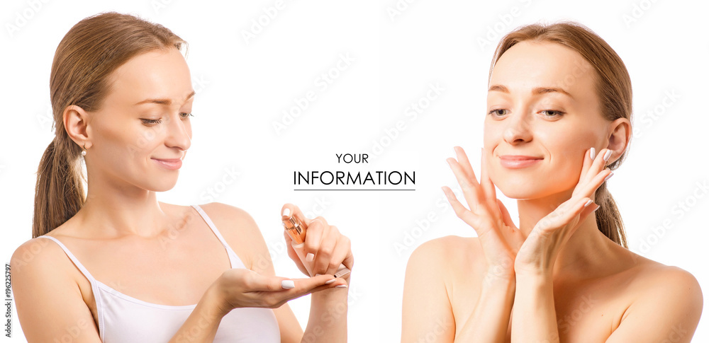 Woman beautiful face lotion spray health beauty cosmetology set pattern Woman beautiful face lotion spray health beauty cosmetology set pattern