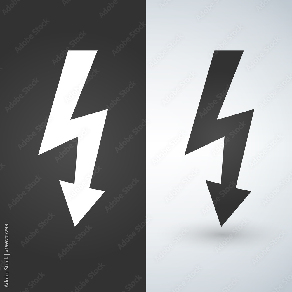 Lightning icon, vector. Two-tone version on black and white background. Isolated. Lightning icon, vector. Two-tone version on black and white background. Isolated.